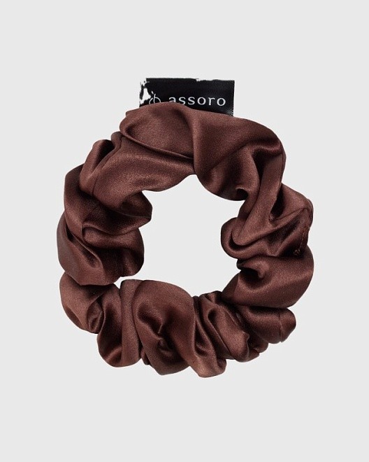 шелковая резинка для волос m - кофейная