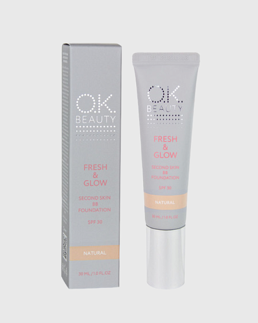 совершенствующий bb-крем ok beauty fresh&glow second skin bb foundation тон natural rus (5646)