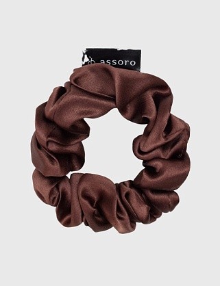 шелковая резинка для волос m - кофейная