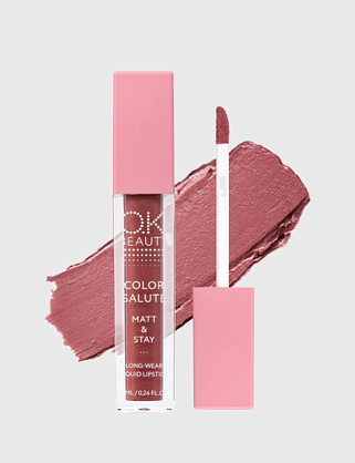 матовая стойкая жидкая губная помада ok beauty color salute matt & stay chill rus (4336)