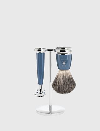 бритвенный набор muehle rytmo, темно-бирюзовая смола, натуральный барсучий ворс, бритва mach3