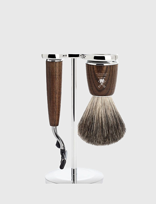 бритвенный набор muehle rytmo, ясень, натуральный барсучий ворс, бритва mach3