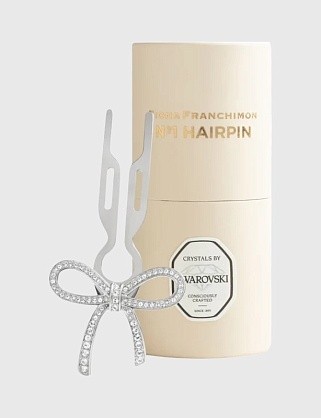 металлическая шпилька-бант hairpin no1 swarovski в тубусе, 1 шт. - белое золото - бриллиант