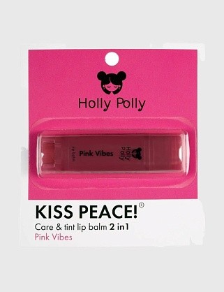 оттеночный бальзам для губ holly polly kiss peace! pink vibes (розово-малиновый),4,9г