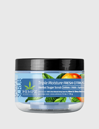 скраб сахарный для тела тройное увлажнение / hempz triple moisture fresh citrus sugar scrub (176g)