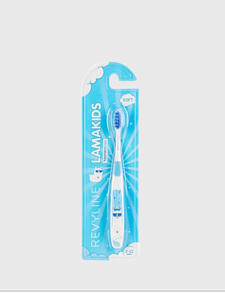 lamakids детская зубная щётка, для детей от 3 до 12 лет, голубая