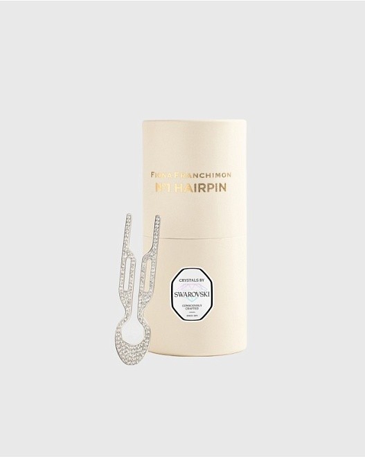 металлическая шпилька hairpin no1 swarovski в тубусе, 1 шт - белое золото - white gold steel