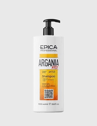 argania rise organic шампунь для придания блеска с маслом арганы, 1000 мл,