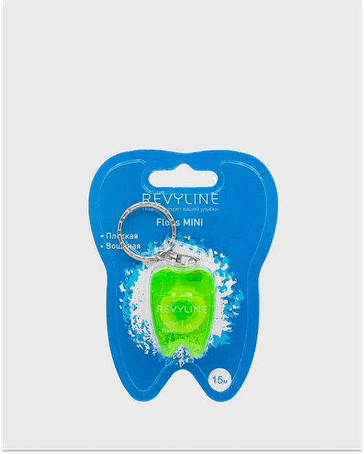 revyline floss mini вощеная 15 м, дорожный брелок (1 шт)