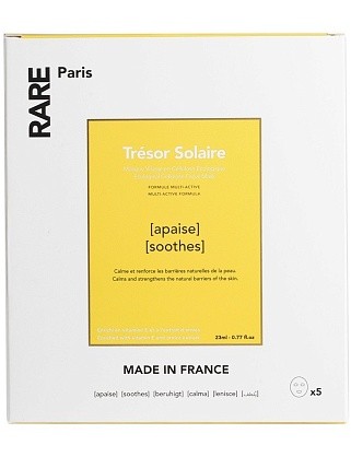 успокаивающая и укрепляющая тканевая маска для лица trésor solaire rare paris, 23 мл (упаковка 5 шт)