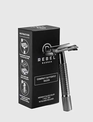 бритвенный станок rebel barber compact midnight black t-образный