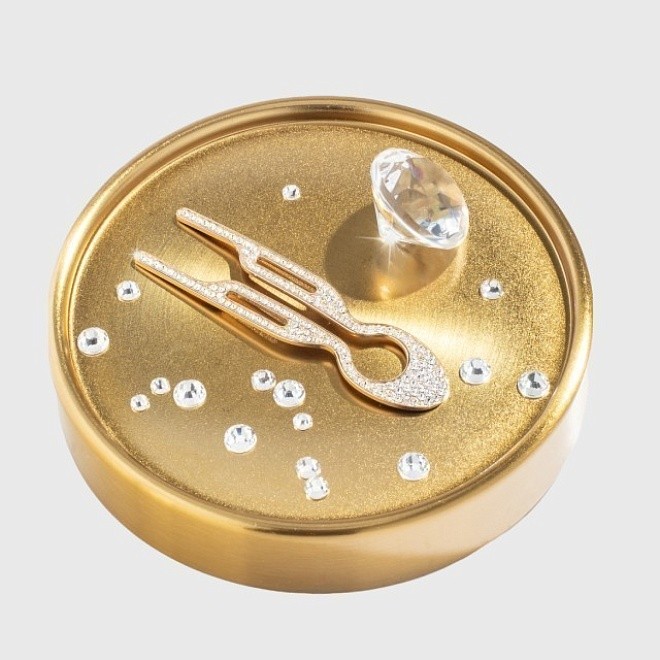 металлическая шпилька hairpin no1 swarovski в тубусе, 1 шт - золотой - yellow gold steel