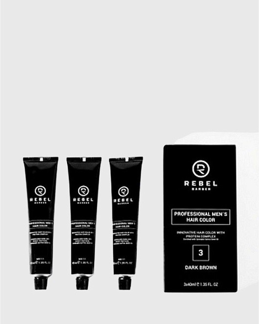 профессиональная мужская краска для волос rebel barber dark brown (3) 3 х 40 мл