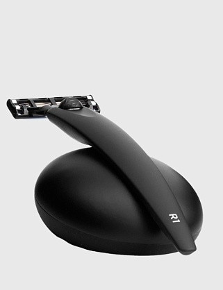 набор bolin webb r1, бритва r1 черная матовая, подставка r1 черная