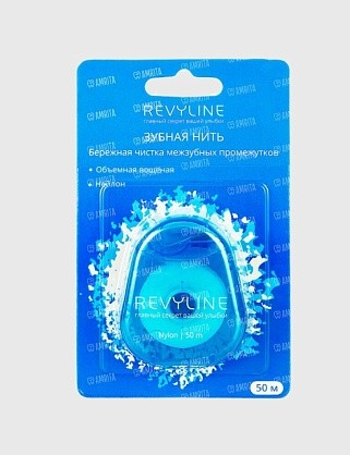 revyline зубная нить вощеная, нейлон, 50м синяя (1 шт)
