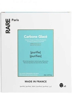 очищающая тканевая маска для лица carbone glacé rare paris, 23 мл (упаковка 5 шт)