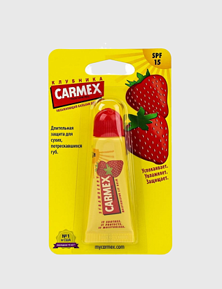 бальзам для губ клубничный с защитным фактором spf 15 в тубе