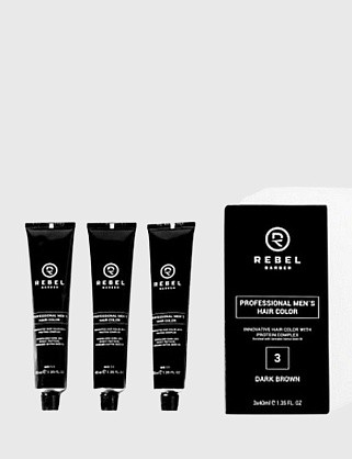 профессиональная мужская краска для волос rebel barber dark brown (3) 3 х 40 мл