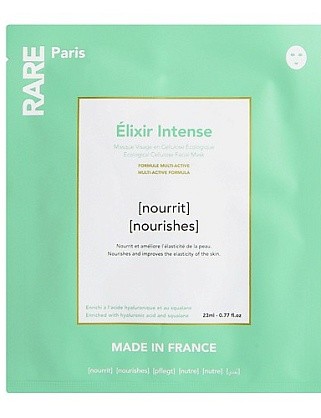 питательная тканевая маска для лица élixir intense rare paris, 23 зеленая мл