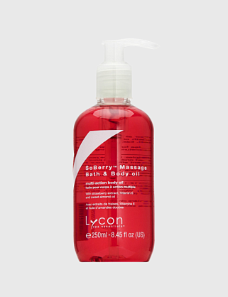 soberry massage & bath oil - масло косметическое для ванны и массажа с клубникой и миндалем, 250 мл