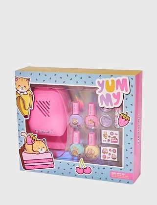 yummy, набор для ногтей с сушкой 4 лака для ногтей, 2 набора стикеров, 2 глиттера, пилочка для ногте