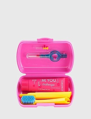 дорожный набор be you:зуб.щет.,зуб.паста 10 мл. меж. ершики салатовый бокс